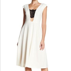 ABS Allen Schwartz Lace Inset Flare Dress SZ6 NWT